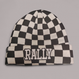 RALLY kötött visszahajtott sapka, kockás fehér